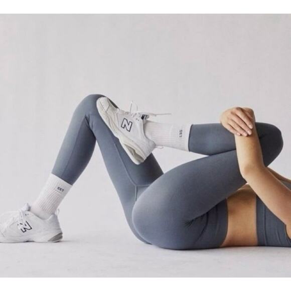 SET Active Sculptflex High Rise Seamless Yoga Gym Gray Blue Leggings Size Medium - Picture 3 of 13